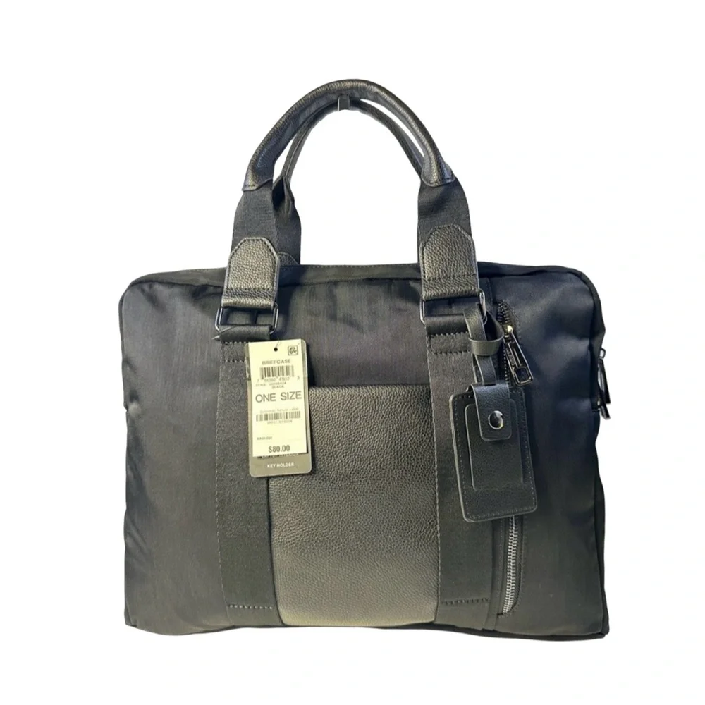 Alfani Black Canvas Briefcase Laptop Bag Travel